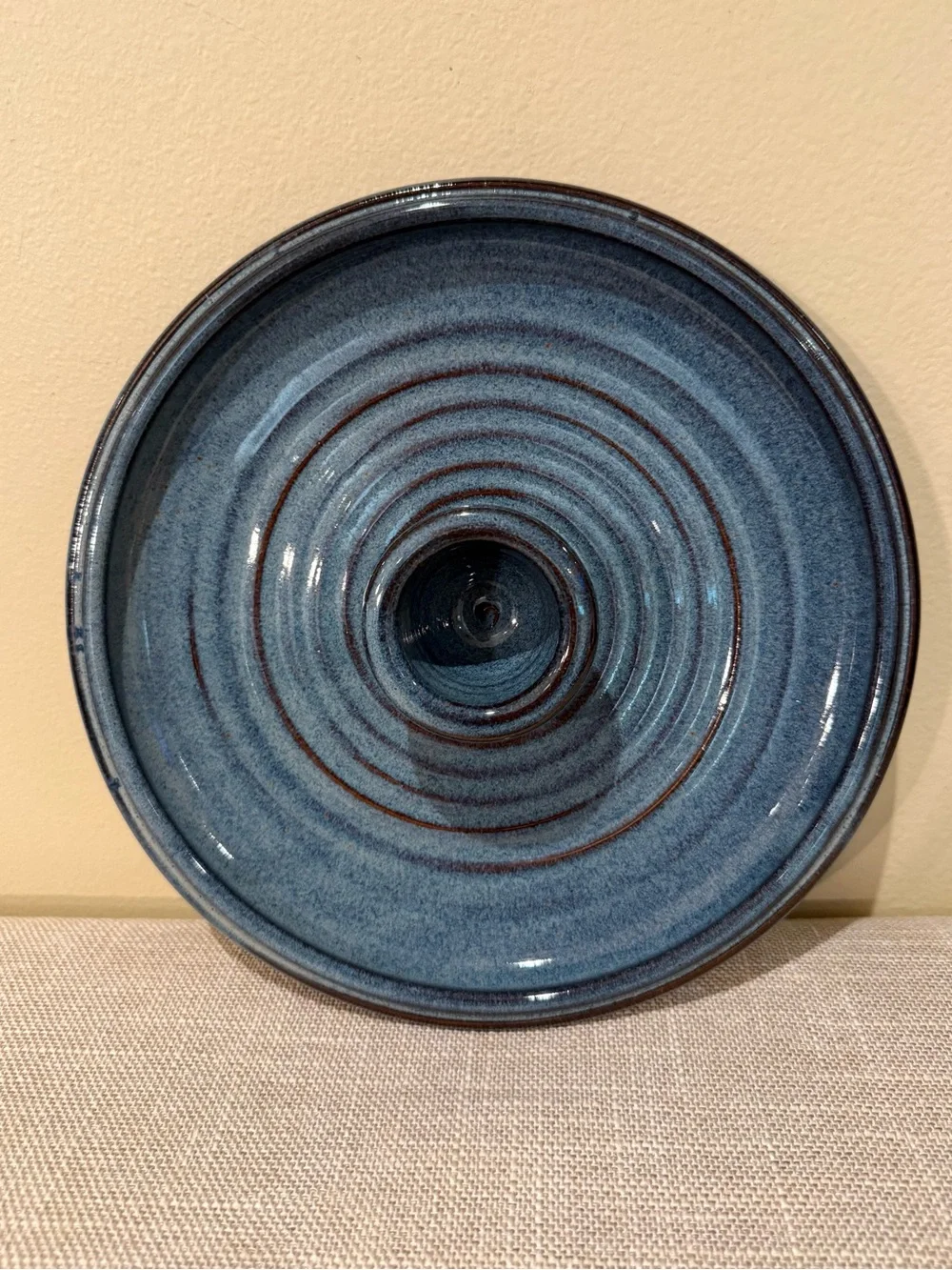 Handmade Studio Pottery Blue Glazed Appetizer Condiment  Relish Server Tray